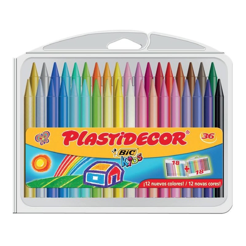 PLASTIDECOR CERAS KIDS COLORES SURTIDOS ESTUCHE 36 UD