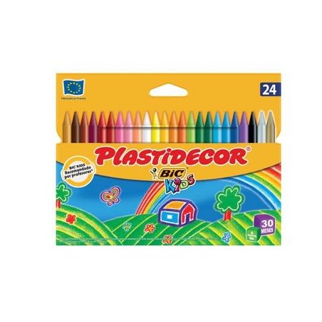 PLASTIDECOR CERAS KIDS COLORES SURTIDOS ESTUCHE 24 UD