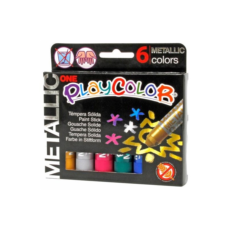 PLAYCOLOR TÉMPERAS SÓLIDAS METALLIC ONE BARRA 10GR ESTUCHE DE 6 C/SURTIDOS METÁLICOS