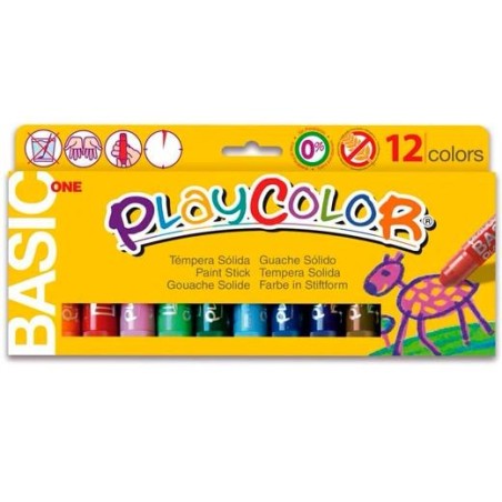PLAYCOLOR TÉMPERAS SÓLIDAS BASIC ONE BARRA ESTUCHE DE 12 C/SURTIDOS