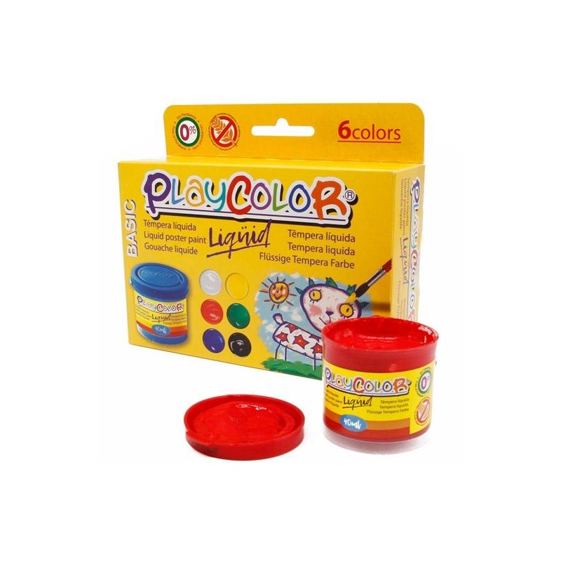 PLAYCOLOR SET 6 BOTES TÉMPERA LÍQUIDA BÁSIC 40ML C/SURTIDOS
