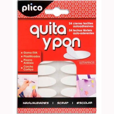 PLICO QUITA Y PON PIEZAS DE VELCRO OVALADO AUTOADHESIVO -BLISTER DE 24U-