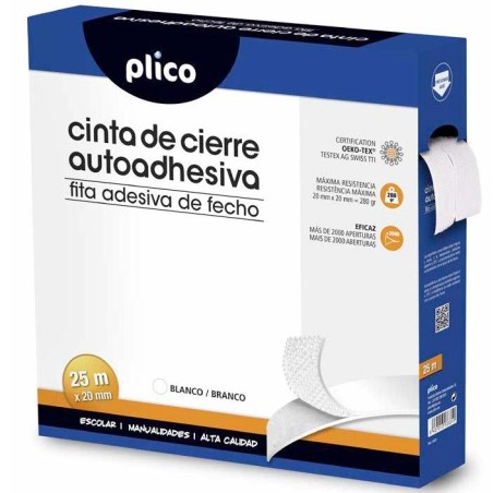 PLICO CINTA DE CIERRE AUTOADHESIVA 20MM X 25M BLANCO
