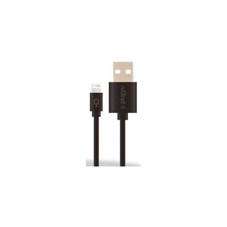 PLUGYU CABLE-APPLE LIGHTNING-1.5A, USB-A 1M CARGA RÁPIDA NEGRO