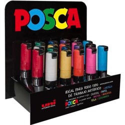 POSCA MARCADOR PC-8K/20P NO PERMANENTE PUNTA BISELADA 8.0MM COLORES SURTIDOS -EXPOSITOR 20U-