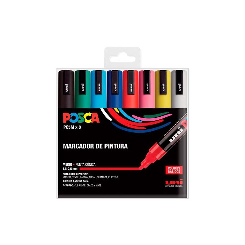 POSCA ESTUCHE BASIC MARCADOR PC-5M/8C SURTIDO -8U-