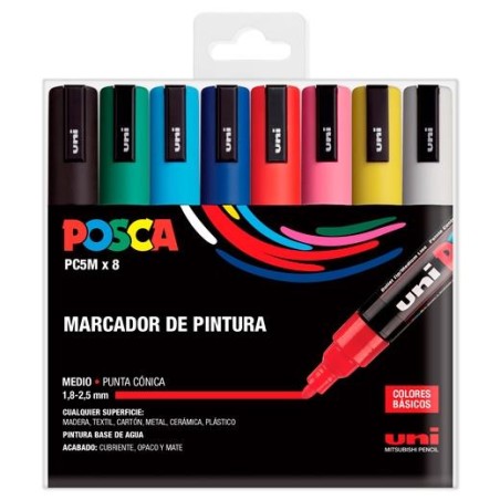 POSCA ESTUCHE BASIC MARCADOR PC-5M/8C SURTIDO -8U-