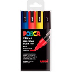 POSCA MARCADOR PC-5M/4C NO PERMANENTE 1.8MM-2.5MM COLORES SURTIDOS BASIC -ESTUCHE 4U-