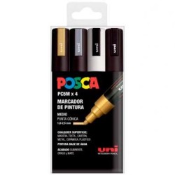 POSCA MARCADOR PC-5M/4C NO PERMANENTE 1.8MM-2.5MM COLORES SURTIDOS GSWB -ESTUCHE 4U-