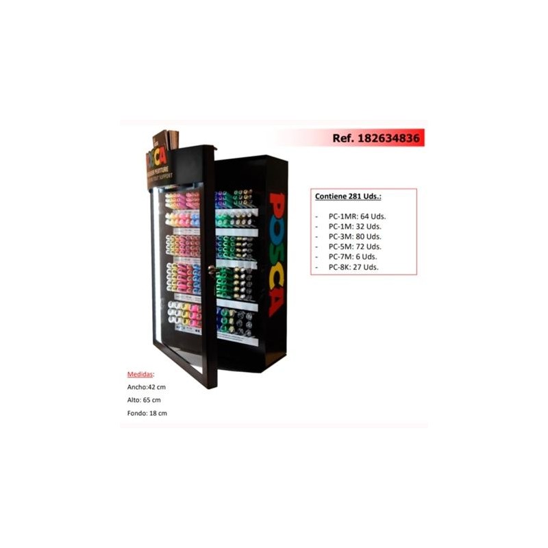 POSCA EXPOSITOR MARCADOR PC-1MR/1M/3M/5M/7M/8K -281 PIEZAS-