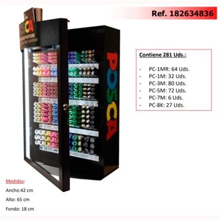 POSCA EXPOSITOR MARCADOR PC-1MR/1M/3M/5M/7M/8K -281 PIEZAS-