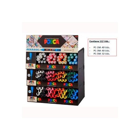 POSCA EXPOSITOR MARCADOR PC-1M/3M/5M -112 PIEZAS-