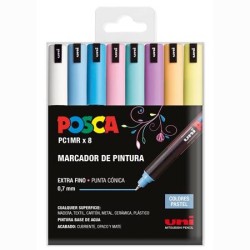 POSCA ESTUCHE BASIC MARCADOR PC-1MR/8C COLORES SURTIDO PASTEL -8U-