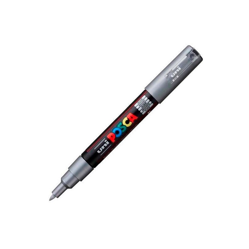 POSCA MARCADOR PC-1M NO PERMANENTE PUNTA FINA 0.7-1MM PLATA