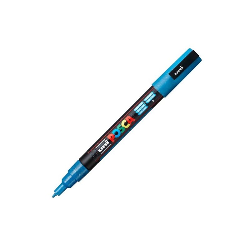 POSCA MARCADOR PC-3ML PUNTA CÓNICA 0,9 - 1,3 MM AZUL CLARO PURPURINA