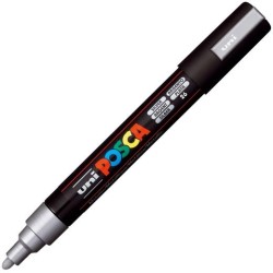 POSCA MARCADOR PC-5M NO PERMANENTE PUNTA FORMA DE BALA 1,8 - 2,5 MM PLATA