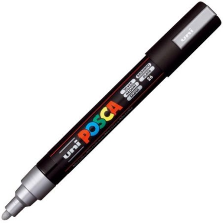 POSCA MARCADOR PC-5M NO PERMANENTE PUNTA FORMA DE BALA 1,8 - 2,5 MM PLATA