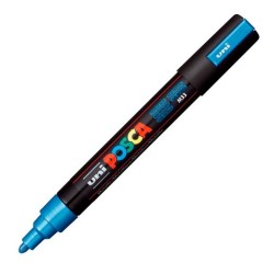 POSCA MARCADOR PC-5M NO PERMANENTE PUNTA FORMA DE BALA 1,8 - 2,5 MM AZUL METÁLICO