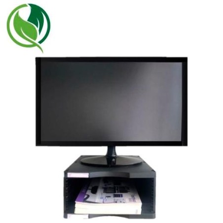 ARCHIVO 2000 SOPORTE MONITOR ERGOSOSTENIBLE CON COMPARTIMENTO INFERIOR NEGRO