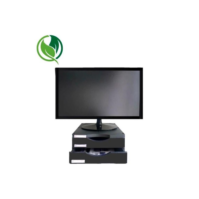 ARCHIVO 2000 SOPORTE MONITOR ERGOSOSTENIBLE CON 2 CAJONES NEGRO