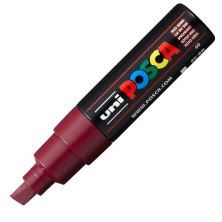 POSCA MARCADOR PC-8K NO PERMANENTE PUNTA BISELADA 8.0MM ROJO VINO