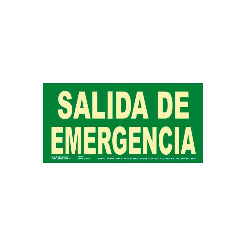ARCHIVO 2000 SEÑAL "SALIDA DE EMERGENCIA" 320X160MM PVC 700 MICRAS VERDE