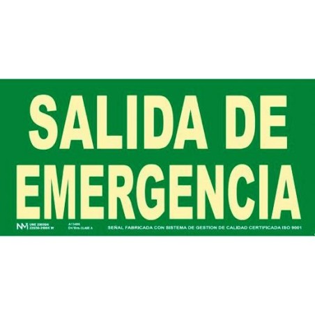 ARCHIVO 2000 SEÑAL "SALIDA DE EMERGENCIA" 320X160MM PVC 700 MICRAS VERDE