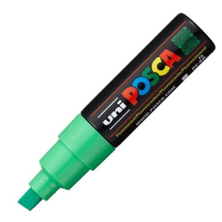 POSCA MARCADOR PC-8K NO PERMANENTE PUNTA BISELADA 8.0MM VERDE FLUOR