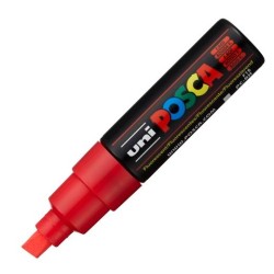 POSCA MARCADOR PC-8K NO PERMANENTE PUNTA BISELADA 8.0MM ROJO FLUOR