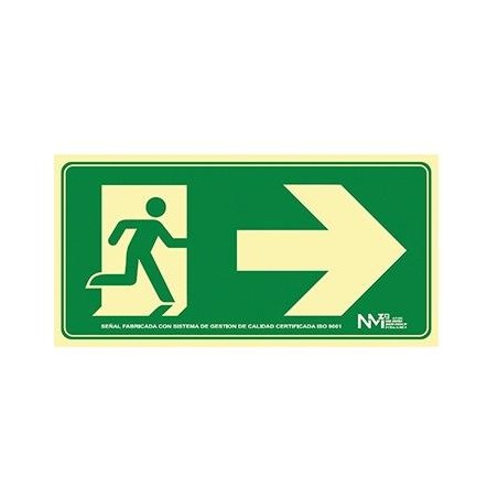 ARCHIVO 2000 SEÑAL "SALIDA DE EMERGENCIA DERECHA" 160X320 PVC VERDE