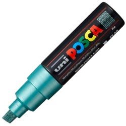 POSCA MARCADOR PC-8K NO PERMANENTE PUNTA BISELADA 8.0MM VERDE METÁLICO