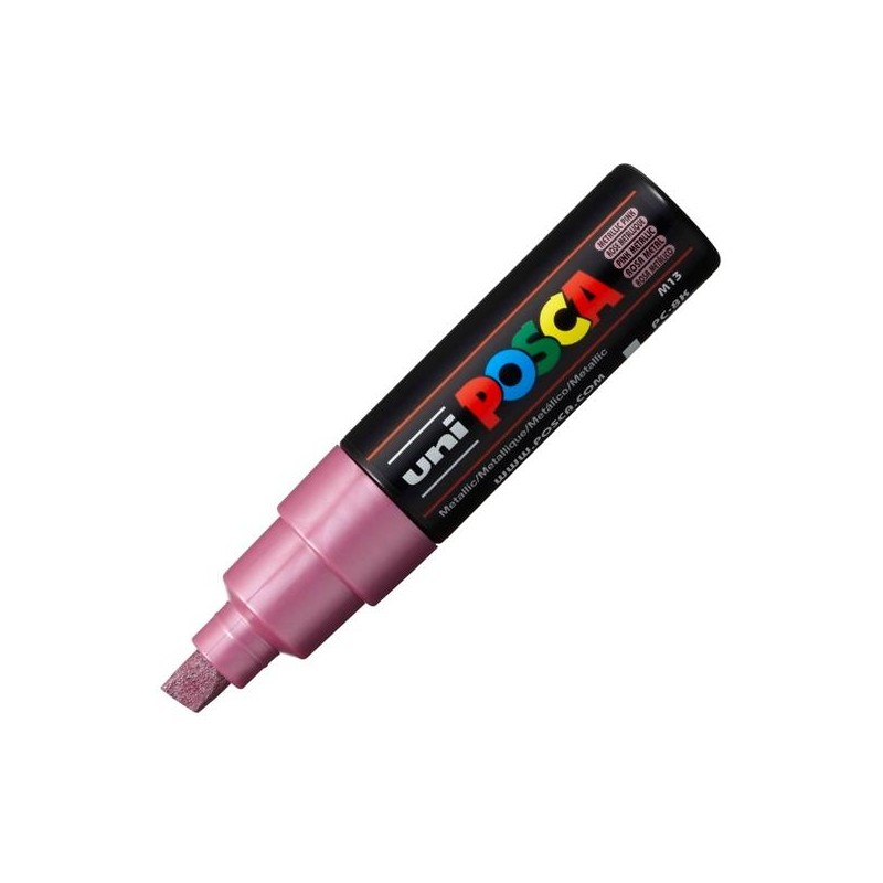 POSCA MARCADOR PC-8K NO PERMANENTE PUNTA BISELADA 8.0MM ROSA METÁLICO