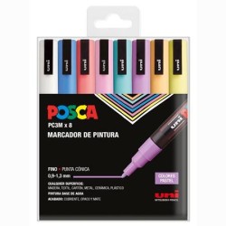 POSCA MARCADOR PC-3M/8C NO PERMANENTE PUNTA FINA 0.9MM-1.3MM COLORES SURTIDOS PASTEL -8U-