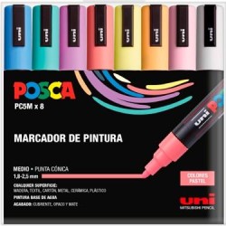 POSCA ESTUCHE BASIC MARCADOR PC-5M/8C SURTIDO PASTEL -8U-