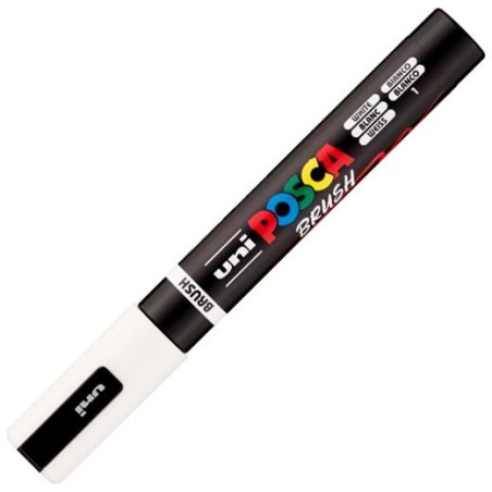 POSCA MARCADOR PC-5BR BRUSH PUNTA M SEMIFLEXIBLE BLANCO