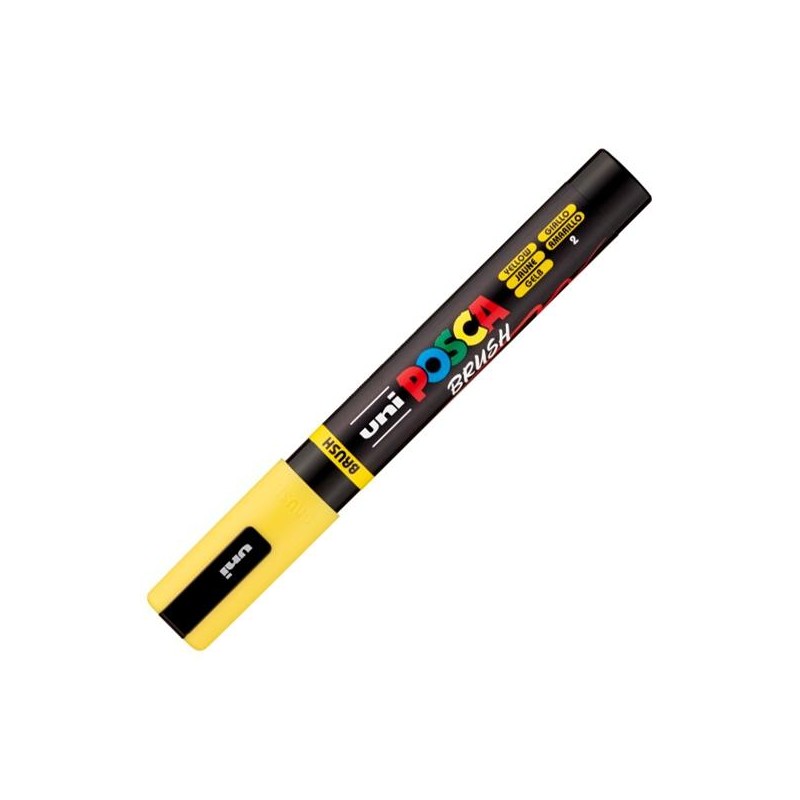 POSCA MARCADOR PC-5BR BRUSH PUNTA M SEMIFLEXIBLE AMARILLO