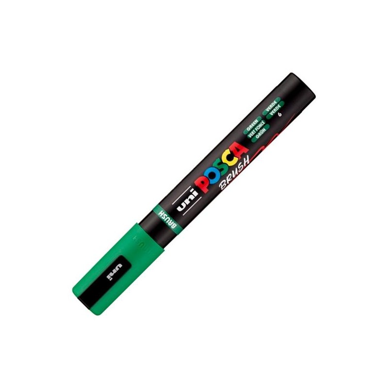 POSCA MARCADOR PC-5BR BRUSH PUNTA M SEMIFLEXIBLE VERDE