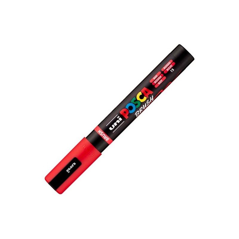 POSCA MARCADOR PC-5BR BRUSH PUNTA M SEMIFLEXIBLE ROJO