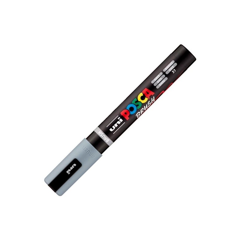 POSCA MARCADOR PC-5BR BRUSH PUNTA M SEMIFLEXIBLE GRIS