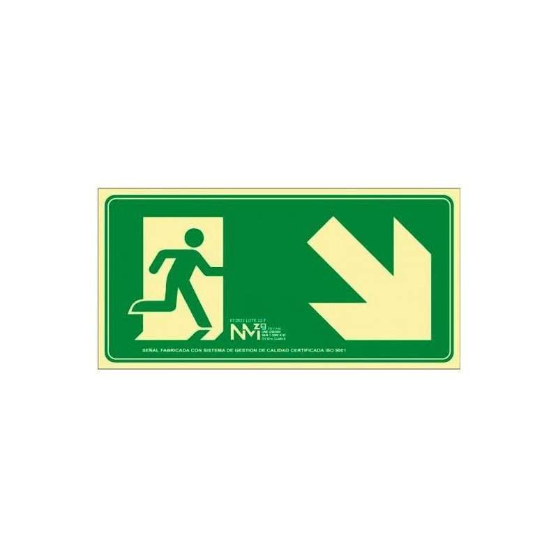 ARCHIVO 2000 SEÑAL "EVACUAR ESCALERA ABAJO DERECHA" 320X160MM PP 700 MICRAS VERDE