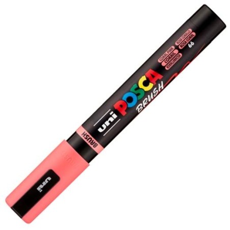 POSCA MARCADOR PC-5BR BRUSH PUNTA M SEMIFLEXIBLE ROSA CORAL