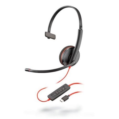 HP POLY AURICULARES BLACKWIRE C3210 DIADEMA MONOAURAL MICRÓFONO CONTROL DE VOLUMEN CABLE USB-C