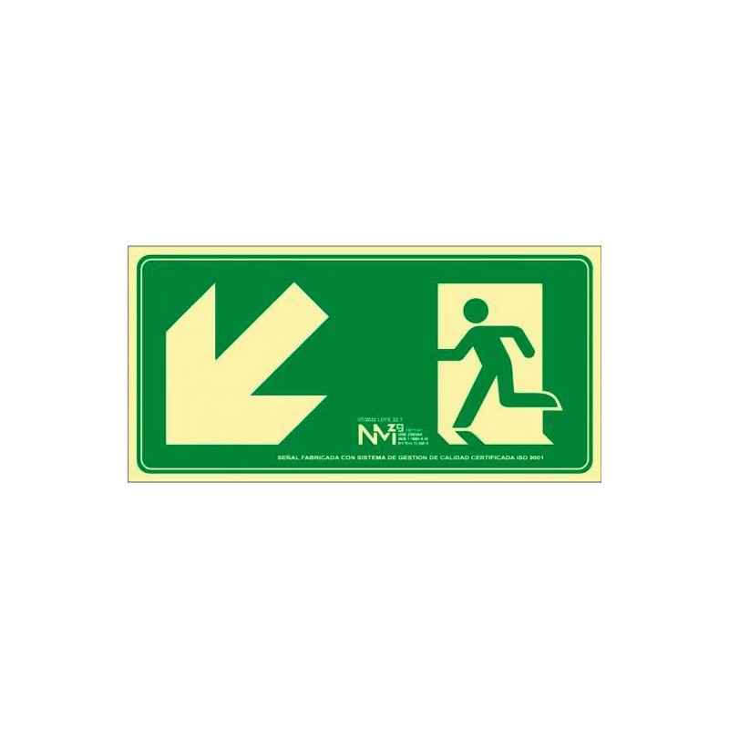 ARCHIVO 2000 SEÑAL "EVACUAR ESCALERA ABAJO IZQUIERDA" 320X160MM PP 700 MICRAS VERDE