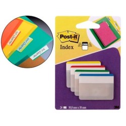 POST-IT INDEX RIGIDO ARCHIVAR GRANDES 4 COLORES X 24 MARCADORES