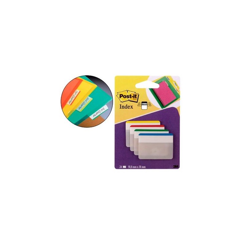 POST-IT INDEX RIGIDO ARCHIVAR GRANDES 4 COLORES X 24 MARCADORES