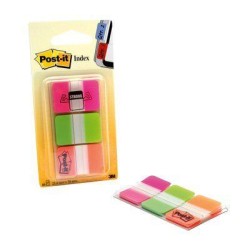 POST-IT INDEX RIGIDO ROSA VERDE NARANJA - 3 DISPENSADORES STD 3X22