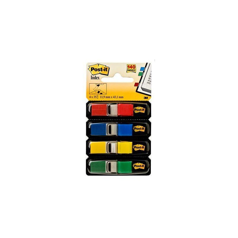 POST-IT INDEX ROJO, AZUL,AMARILLO, VERDE - 4 DISPENSADORES STD 4X35