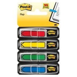 POST-IT INDEX ROJO, AMARILLO, VERDE, AZUL - 4 DISPENSADORES STD 4X24