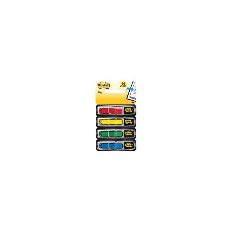 POST-IT INDEX ROJO, AMARILLO, VERDE, AZUL - 4 DISPENSADORES STD 4X24