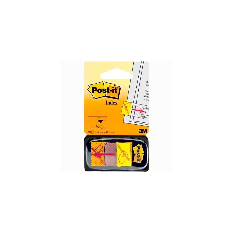 POST-IT INDEX 680 SIMBOLO FIRMA DISPENSADOR 1X50 AMARILLO -12U-